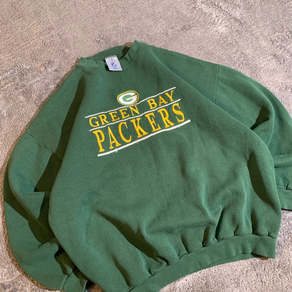 Vintage 90s‎ Logo 7 Green Bay Packers Sweatshirt Mens XL Green Crewneck